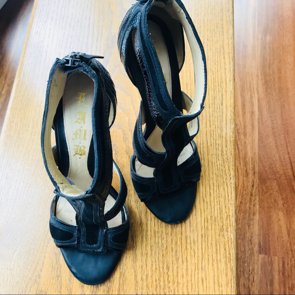 L.A.M.B super sexy high heel leather black sandals - Picture 5 of 6